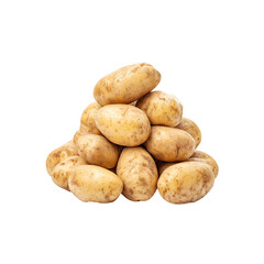 Pile of fresh potatoes stacked together, food photography transparent background