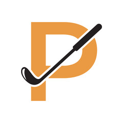 Golf Logo combine with letter P vector template