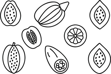 papaya line art organic aesthetic for digital products