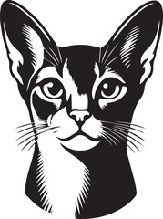 Black and White Abyssinian Cat Vector Illustration – Minimalist Feline Art