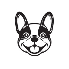 adorable mini shepherd dog head smiling vector isolated on white background