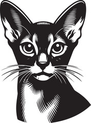Black and White Abyssinian Cat Vector Illustration – Minimalist Feline Art