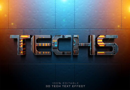 Futuristic Text Effect Mockup On Tech Panel