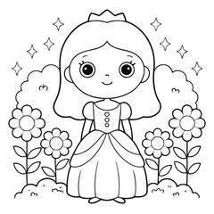 Cute Princess Coloring pages For Kids