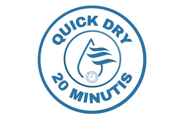 Quick dry stamp vector, 20 minutis, Quick dry label, stamp, design, logo, icon, illustration, Vector water, dryer for advertising, marketing and promotion concept	on transparent background 