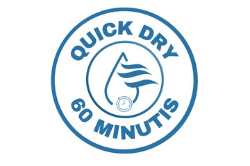 Quick dry stamp vector, 60 minutis, Quick dry label, stamp, design, logo, icon, illustration, Vector water, dryer for advertising, marketing and promotion concept	on transparent background 