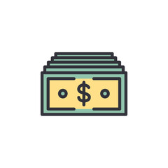 Money colored icons, minimalist vector illustration ,simple transparent graphic element .Isolated on white background