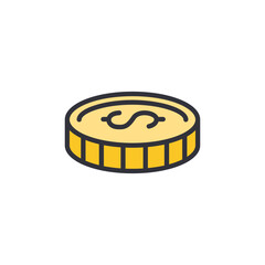 Coin colored icons, minimalist vector illustration ,simple transparent graphic element .Isolated on white background