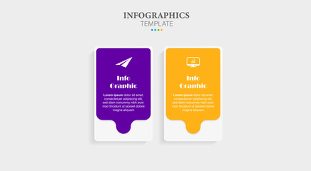 Infographic timeline with icons and 2 steps. Options process with numbers. Infographics business concept. Workflow plan, presentation timeline, arrow path. Business journey process.