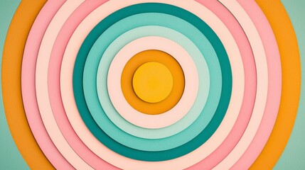 Colorful circle with a yellow circle in the center representing an abstract atomic model for artistic design