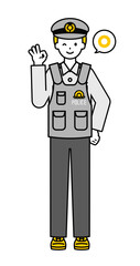 全身のポーズ_シンプルな警察官の男性08