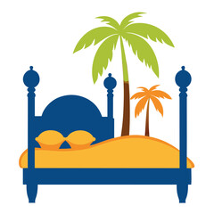 Obraz premium Tulum kids bed silhouette white background.