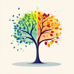 Fototapeta premium Illustration of the Tree representing Four Seasons of the year 