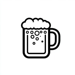 Beer mug illustration with foam and bubbles 