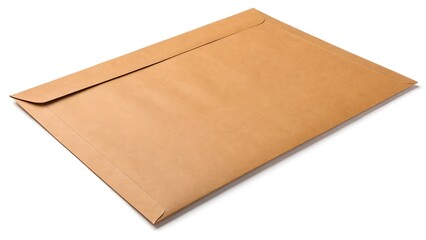 Large A4 blank brown envelope isolated on white background