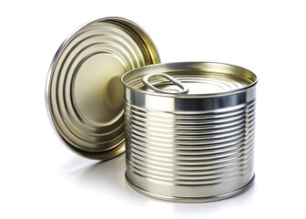 Open tin can isolated on white background