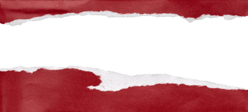 red torn or ripped paper isolated on transparent png background,realistic torn paper edges