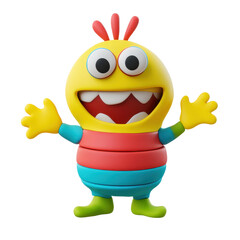 Obraz premium Colorful cartoon character with a big smile and flexible limbs enjoys playful pose in a cheerful setting