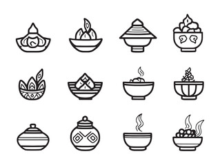 Elegant Line Drawing of Ladoo Indian Dessert