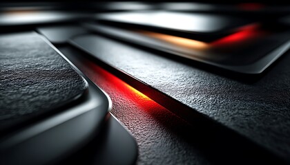 Modern tech surface, close up, glowing lines