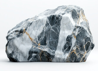 Detailed Marble Stone with Natural Veining Isolated on White Background for Design and Architecture