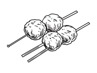 Traditional Lamb Kofta Skewers in Minimalist Line Drawing