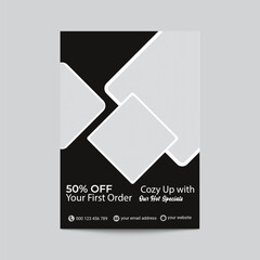Minimalist Flyer Design With Geometric Shapes For Food Promotion And Special Offer