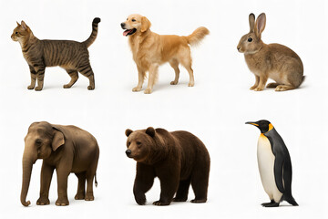 Obraz premium Assortment of Creatures: A diverse collection of animals, each with their unique features, stands gracefully, showcasing the beauty of the animal kingdom.