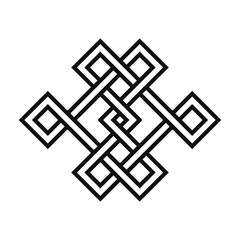 Asian knot or eternal knot. Black sign. Tradition Chinese, Tibetian knot