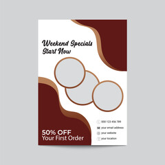Modern Promotional Flyer Template With Weekend Specials And Discount Offer For Business