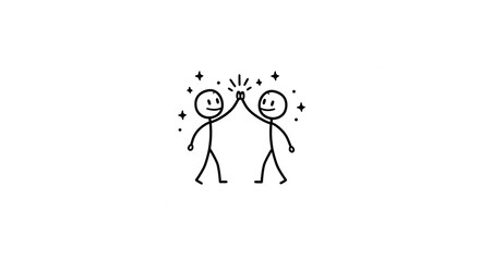Stick Figure High Five: Collaboration and Success Icon