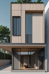 Modern house with wood and metal accents minimalist design