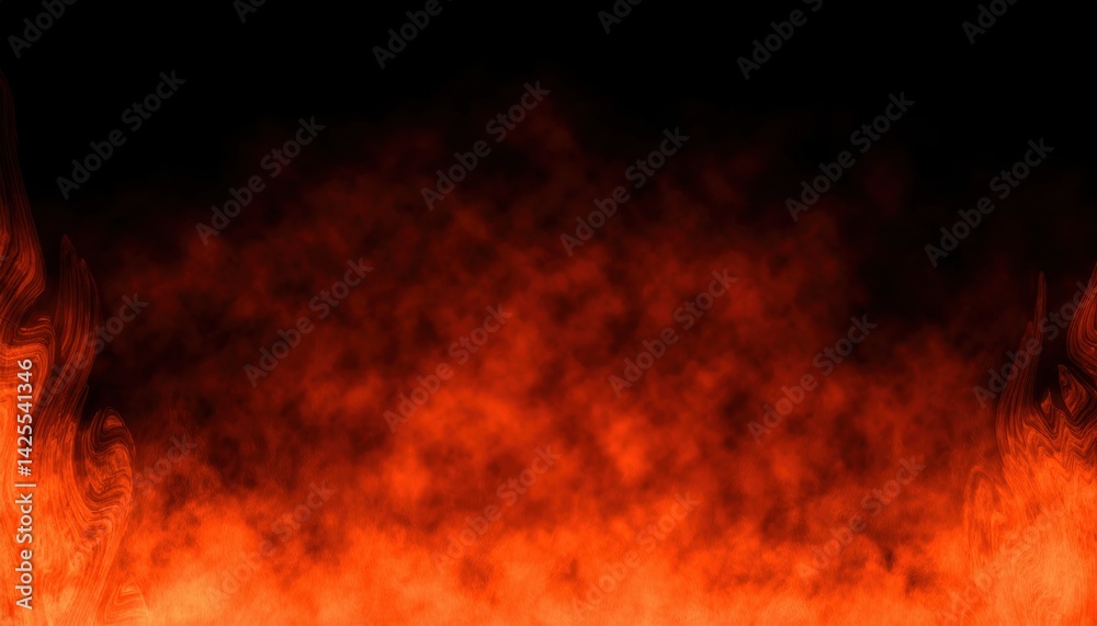 Poster intense fiery halloween background texture with glowing red flames and dark smoke for web design, po