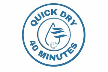 Quick dry stamp vector, 40 minutes, Quick dry label, stamp, design, logo, icon, illustration, Vector water, dryer for advertising, marketing and promotion concept on white background 