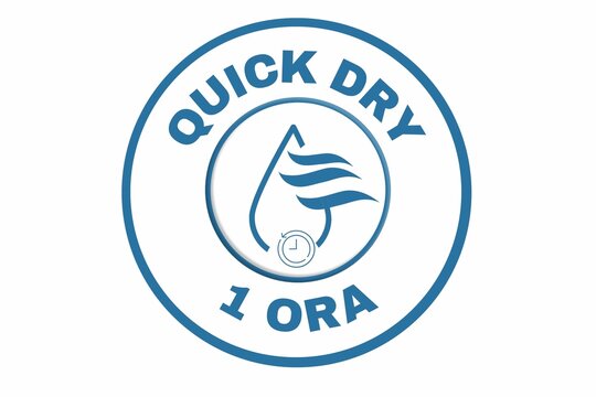 Quick dry stamp vector, 1 ora in Italian , Quick dry label, stamp, design, logo, icon, illustration, Vector water, dryer for advertising, marketing and promotion concept on white background 