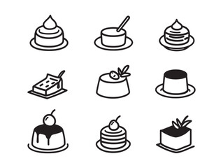 Minimalist Line Art Representation of Leche Flan Dessert