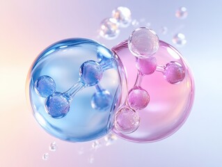3D Molecular Fusion of Hyaluronic Acid and Collagen – Beauty Science Concept