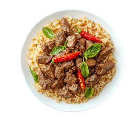 Fototapeta premium Spicy Beef Stir-Fry with Rice