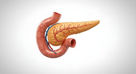 Pancreas and duodenum anatomy illustration for medical education and health awareness diagrams and presentations
