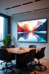 Dynamic corporate presentation in modern conference room, strategy, lively