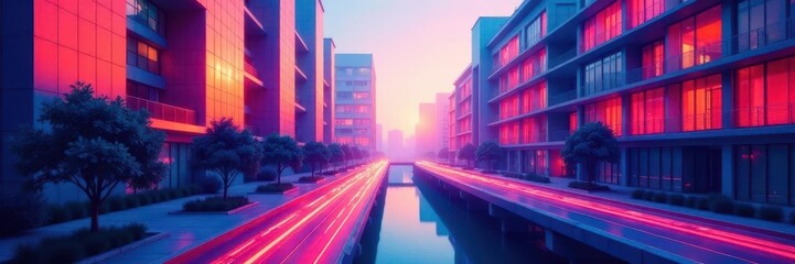 Geometric lines of buildings, multi-level road system , contemporary, flyovers