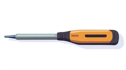 A flat, illustrated depiction of a screwdriver