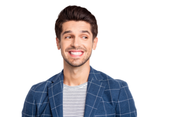 Close up photo of upset guy look scare about mistake wear plaid blazer jacket isolated over white background