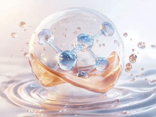 3D Molecular Fusion of Hyaluronic Acid and Collagen &ndash; Beauty Science Concept