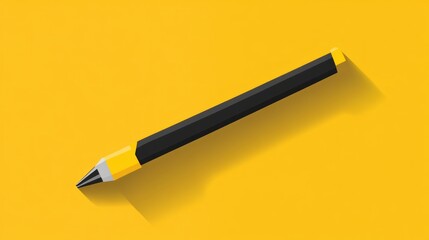 A black and yellow writing instrument on a bright yellow background