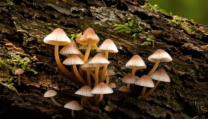 Fototapeta premium Macro image of fungi growing on tree bark