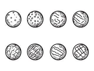 Simple Line Art of Delicious Meatballs on Plate