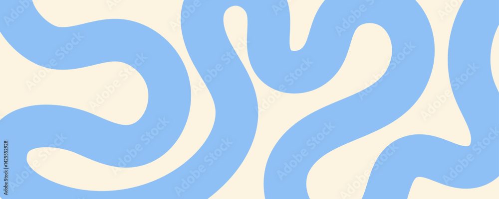 Aufkleber Abstract wavy lines pattern. Horizontal background with dynamic curvy stripe, hand drawing wave line in blue color. Editable stroke. Vector illustration for music festival, poster, banner