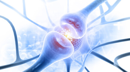Neurons cells, Neuron Cells Transmitting Signals, intricate network. 3d illustration.