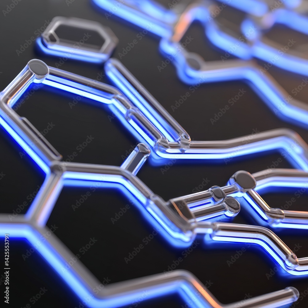 Leinwandbilder illuminated connections: abstract network of blue and silver lines on a dark background - a modern t